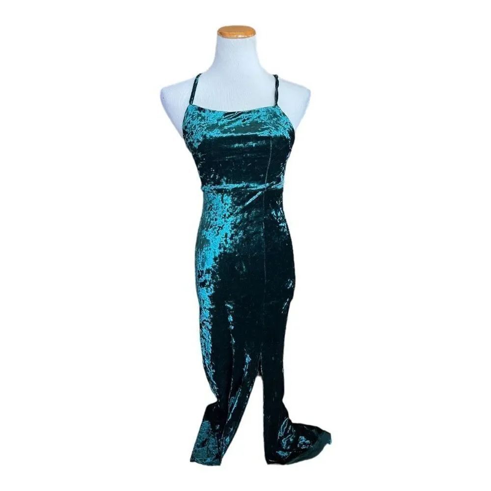 NWT Womens ASOS Club L London Velvet Square Neck Crushed Velvet Maxi Dress Sz 4